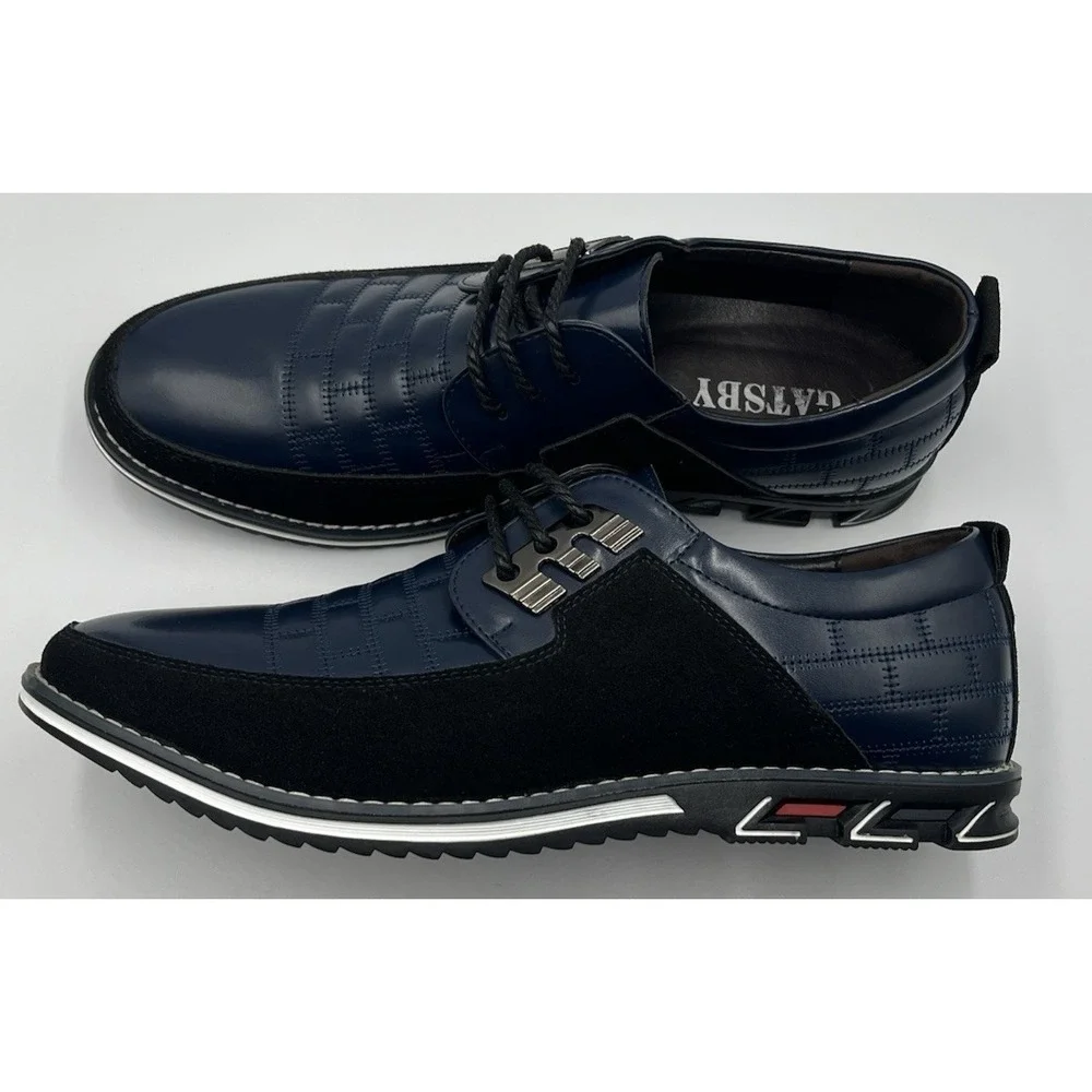 Gatsby Mens Black Blue Oxford Shoes Size 9.5 Modern Dress Casual Lace Up Derby